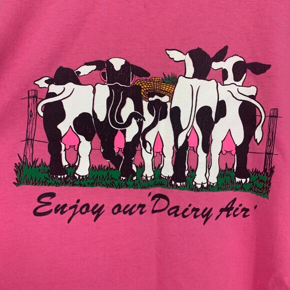 Hanes Vintage Save Spotted Cow Graphic Print 50/50 Tee Shirt Size Large - Picture 5 of 5